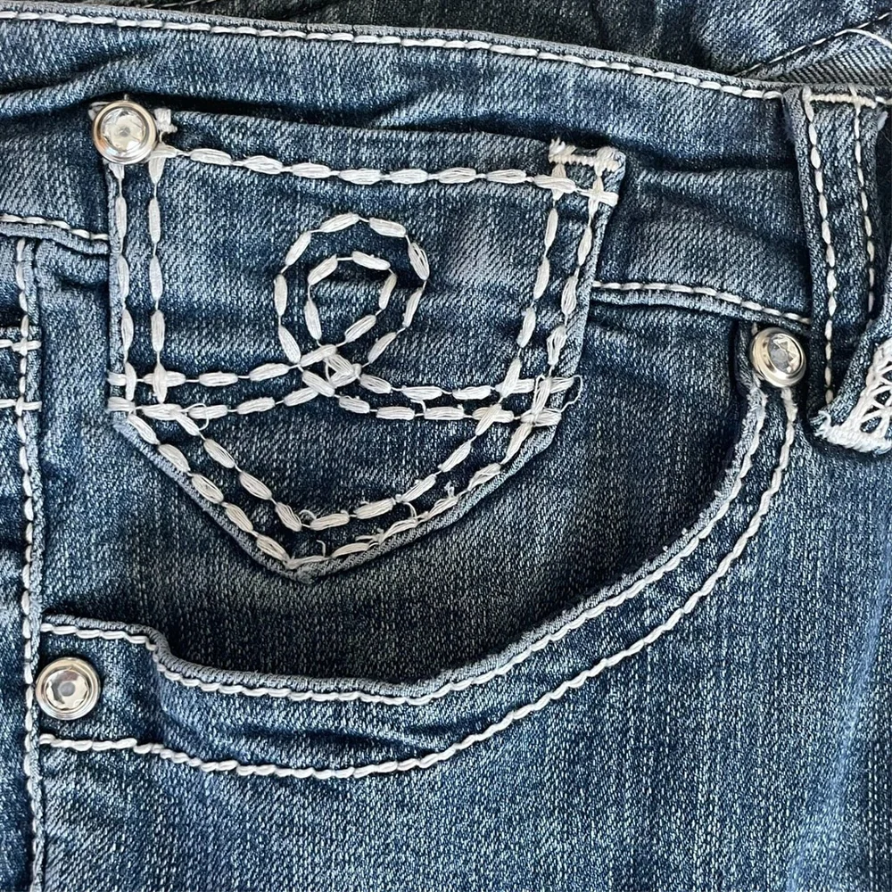Seven7 Jeans Blue Bootcut Rhinestone Size 12 - Picture 11 of 13